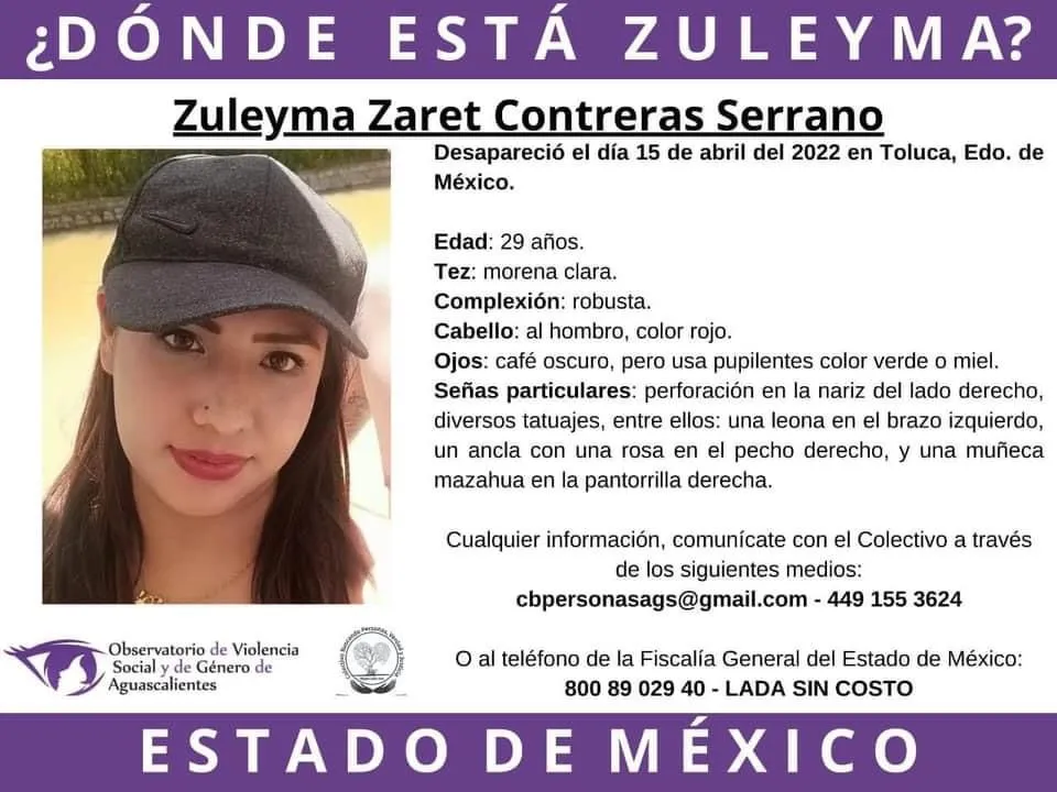 Zuleyma Zaret desapareció en Toluca,  mensaje de su novio alertó a la familia