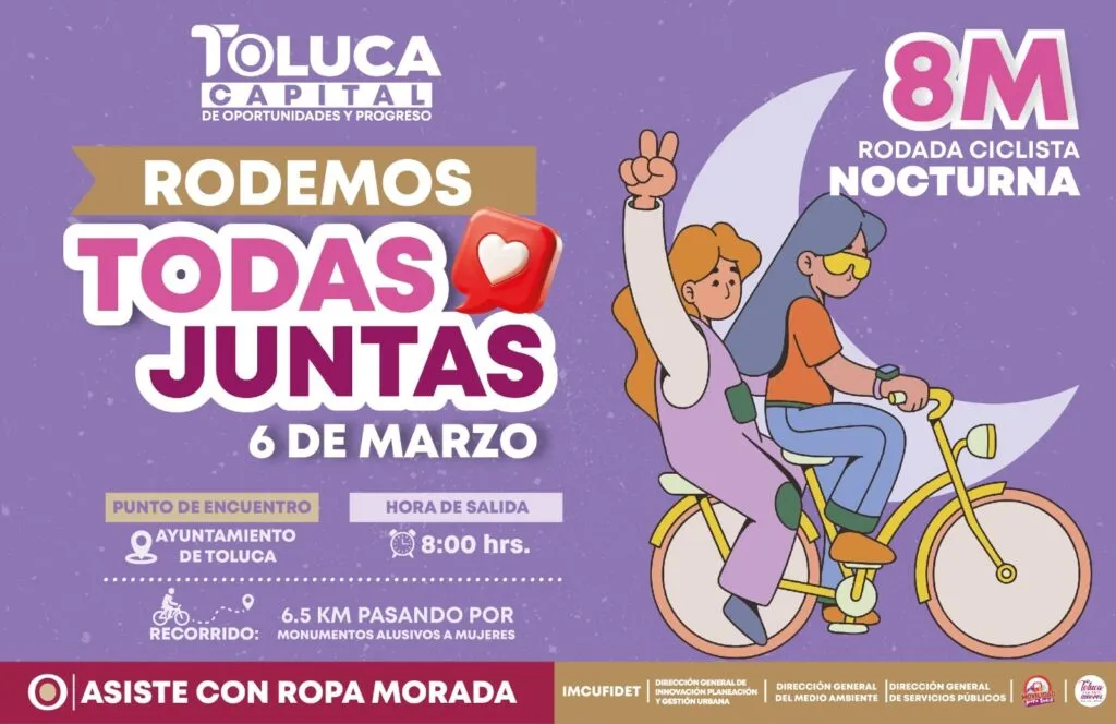 8M: Habrá rodada ciclista por las mujeres en Toluca