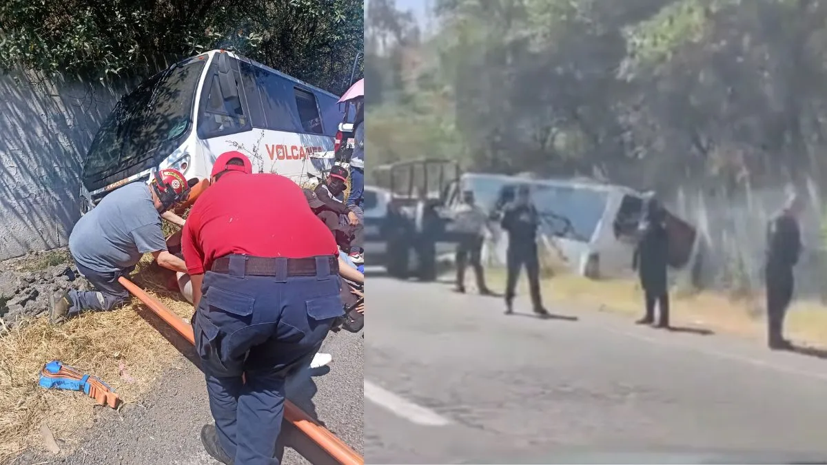 Autobús de pasajeros cae a zanja en la México-Cuautla; hay un fallecido