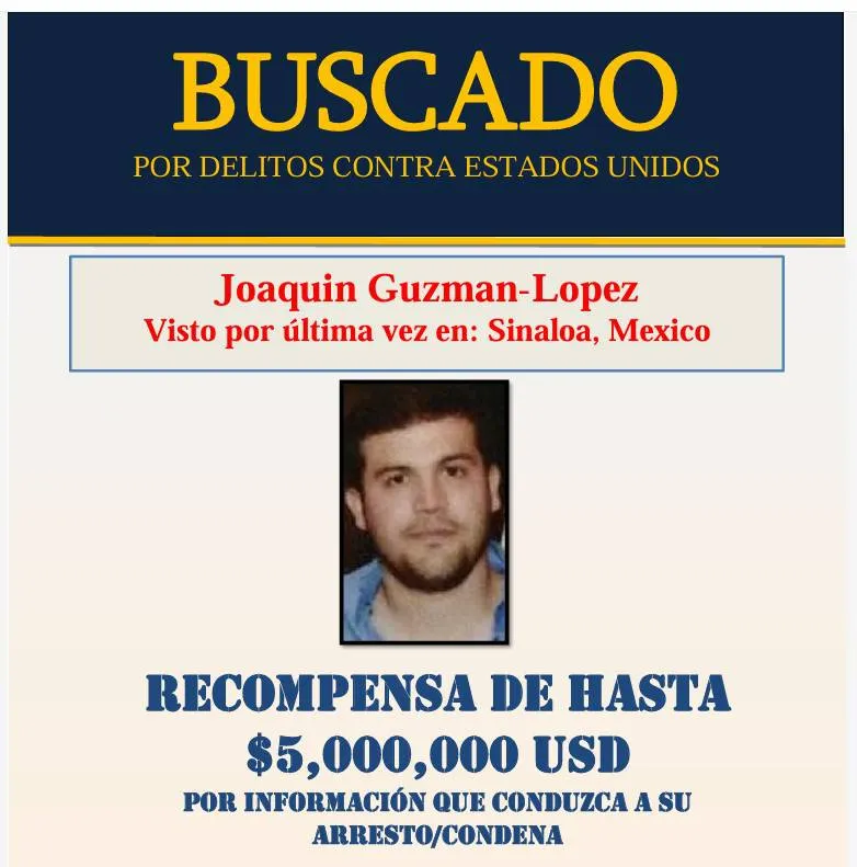 Joaquín Guzmán López, hijo de “El Chapo”, está bajo custodia de autoridades de EU