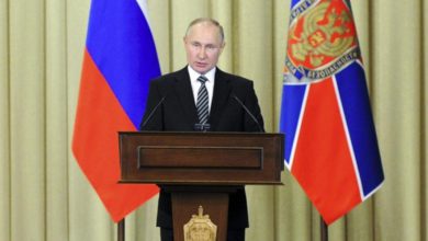 Vladimir Putin durante un discurso frente al Servicio Federal de Seguridad de Rusia. Foto Ap