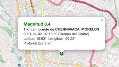 Epicentro del sismo en Cuernavaca