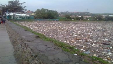 Presa El Tejocote llena de basura