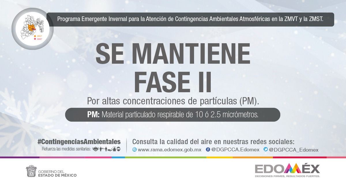 Derivado de las fogatas y la quema de pirotecnia durante los festejos de Año Nuevo, se activaron acciones en Fase II de Contingencia Ambiental para Toluca