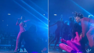 Dua Lipa cae en pleno concierto