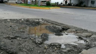 baches en la carretera La Marquesa- Tenango del Valle