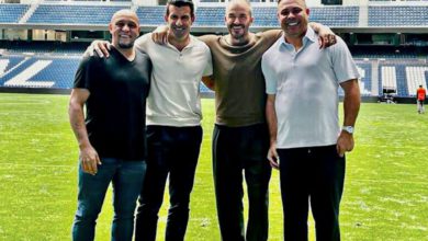 Foto de Roberto Carlos, Luis Figo, David Beckham y Ronaldo Nazario, exjugadores del Real Madrid.