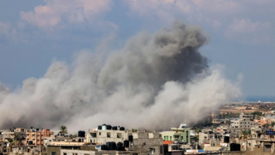 Foto de un bombardeo entre Israel y Hamás, que suma 19 periodistas asesinados hasta el momento.