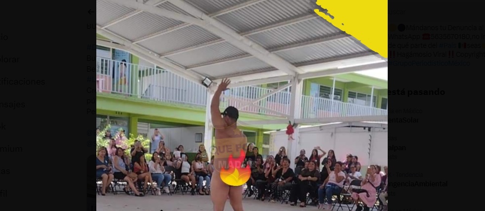 Lo que sí podemos decir es que hubo baile, no regional ni "moderno", pero de que sonó música y hubo movimiento, sin duda alguna, ya que circuló en X (antes Twitter) una imagen de un stripper haciendo su show. Foto: Captura.