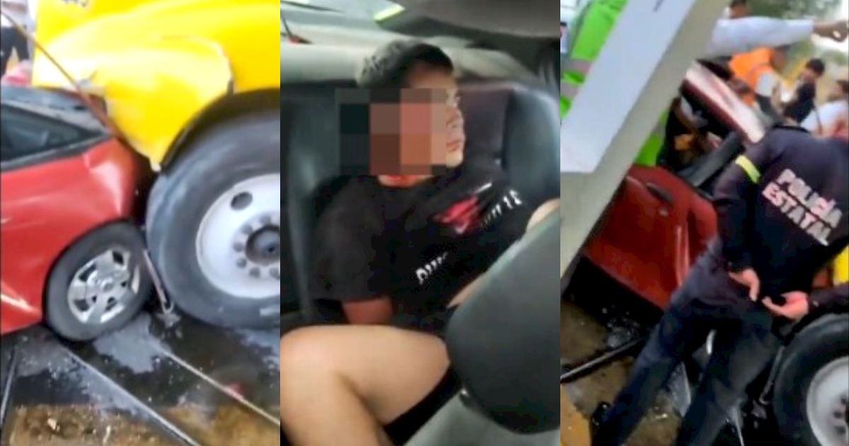 Trailero drogado impacta auto con familia en Circuito Exterior Mexiquense