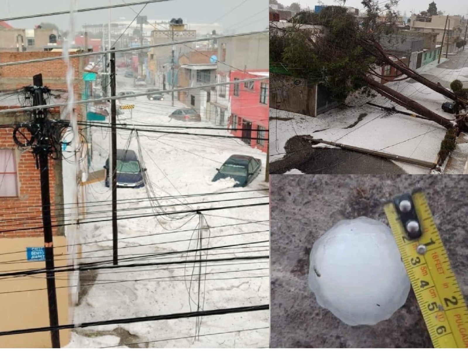 [VIDEOS] Granizada en Puebla tira árboles, postes e inunda calles