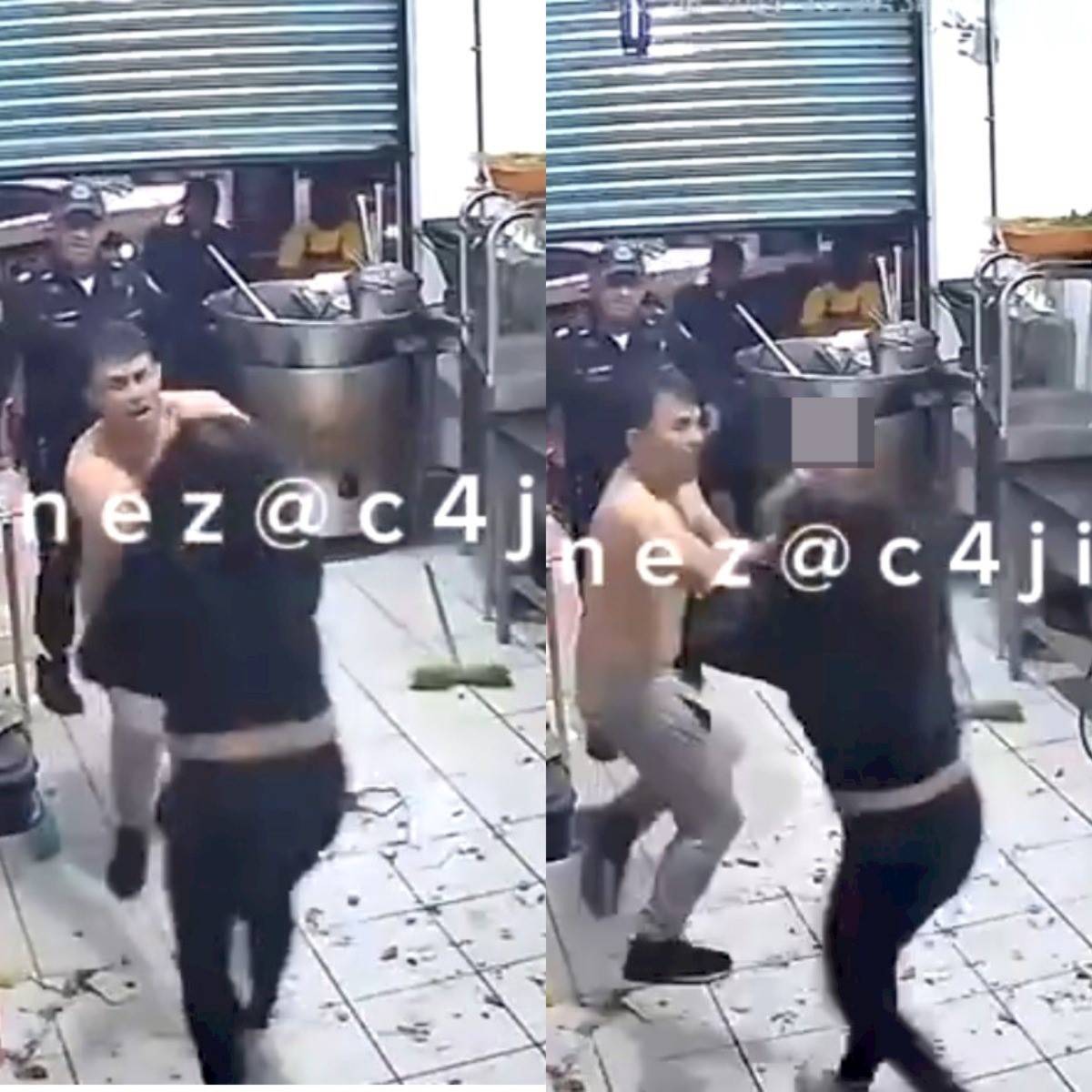 Mujer enfurecida apuñala a su pareja ante asombro de policías en el lugar
