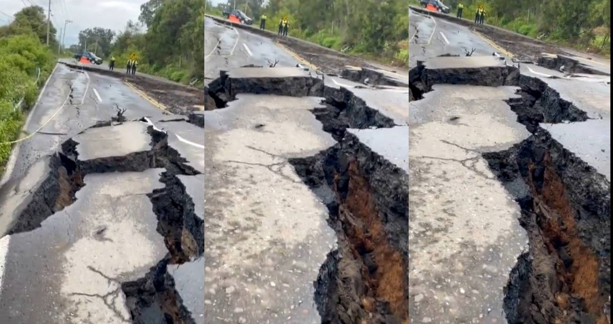 Impactante VIDEO de fractura en la carretera Tenango-Tenancingo que mantiene incomunicada a la población