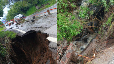 Se abre socavón en la carretera Malinalco-Chalma por las lluvias