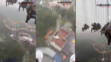 [VIDEO] ¡Ay Papantla…! Pasajeros quedan suspendidos en juego de Six Flags en la CDMX por fuertes lluvias