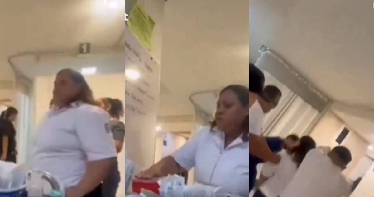 [VIDEO] Enfermera del IMSS toma jeringas usadas para atacar a sus compañeros