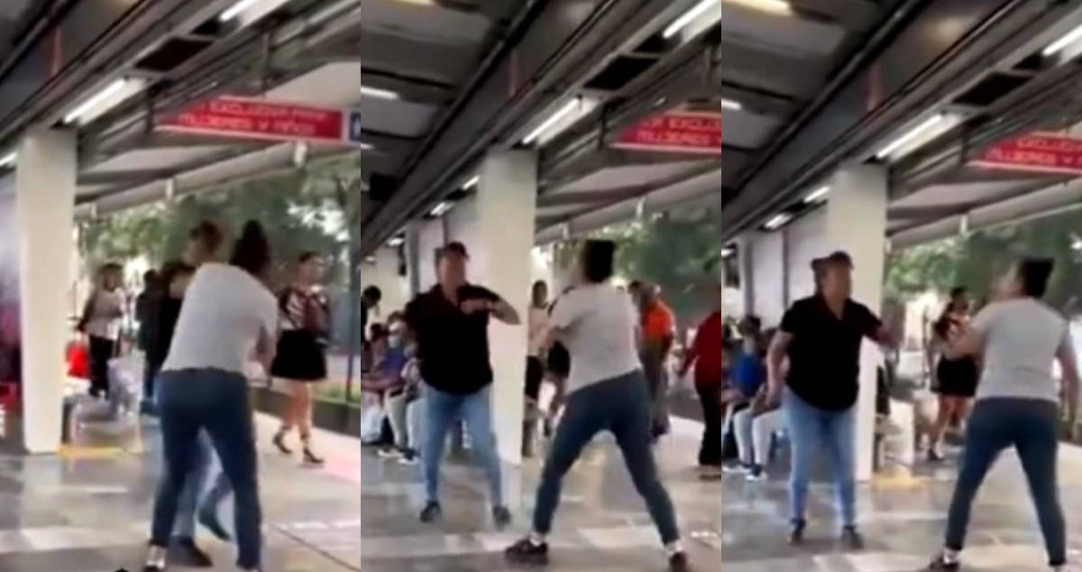 Captan en VIDEO pelea entre dos mujeres en pleno anden del Metro de la CDMX