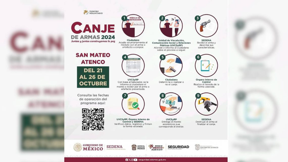 Cartel informativo del desarme voluntario en San Mateo Atenco