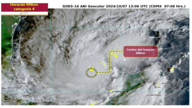 Claudia Sheinbaum llama a tener precauciones por el Huracán Milton.