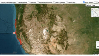 El Servicio Geológico de EU emite alerta de tsunami, después del sismo de magnitud preliminar 7.0 que tuvo epicentro en Ferndale, California.